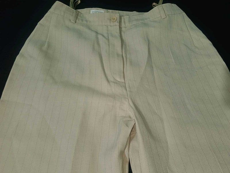 Elegant Beige Striped Pants