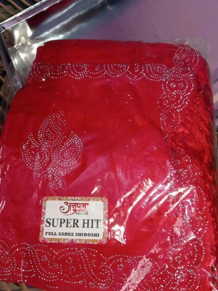 Women Lycra Sarees With Diamond Work
