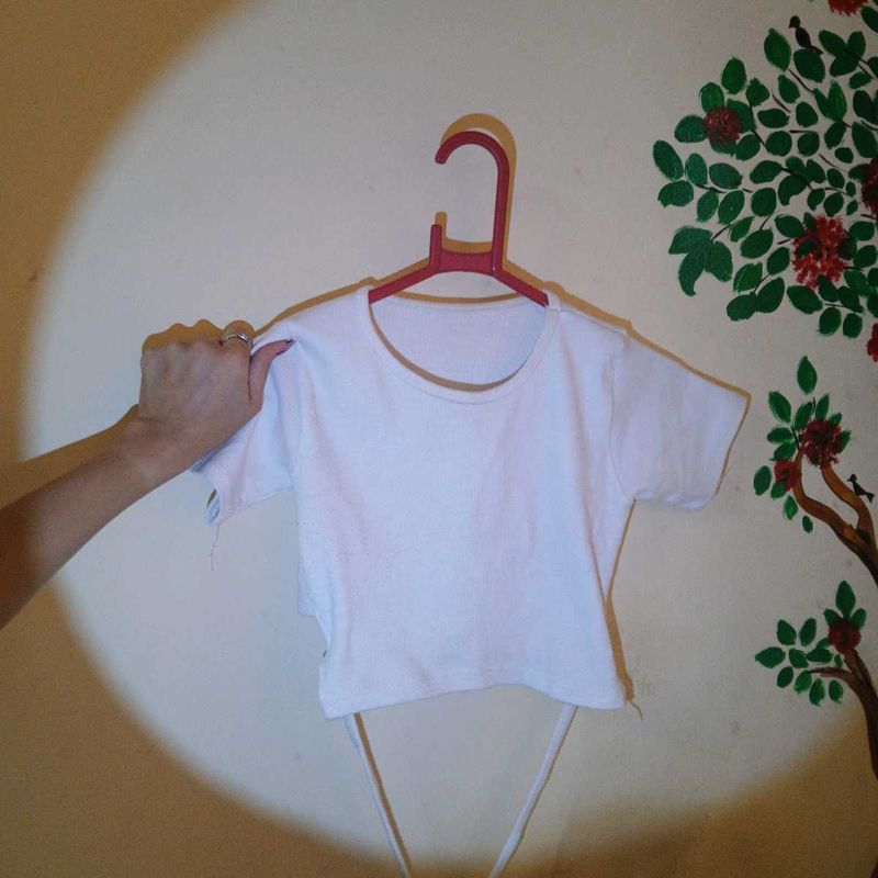 White Cropped Tee