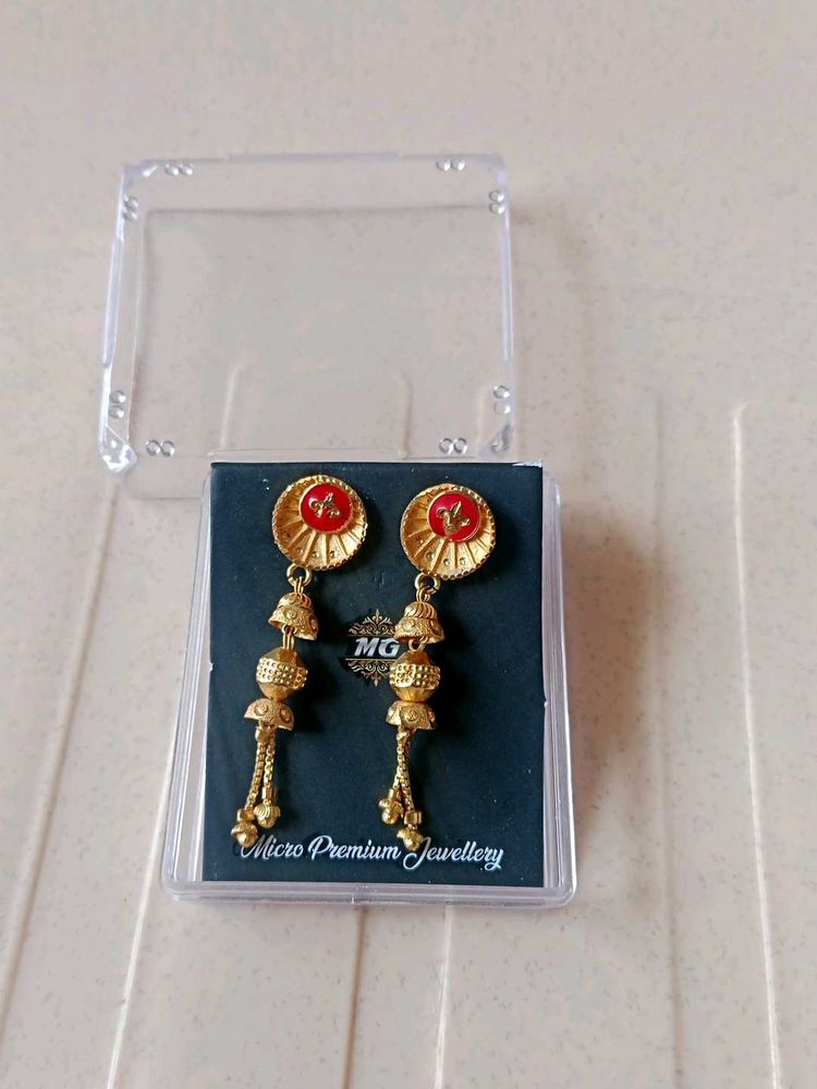 Elegant Gold-Tone Jhumka Earrings