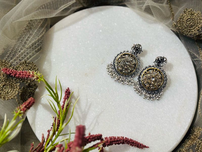 Elegant Silver &amp; Gold Earrings