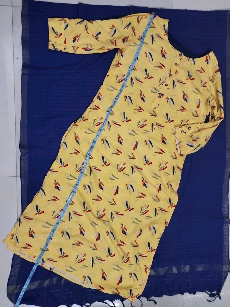 Printed Yellow Kurta