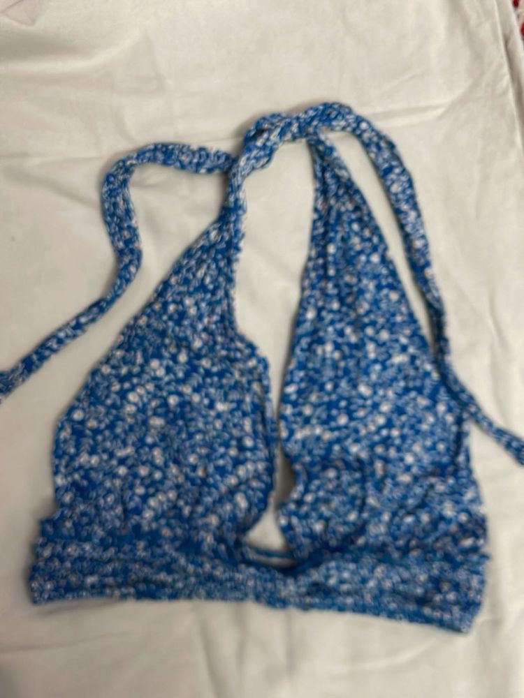 Blue Crochet Halter Top