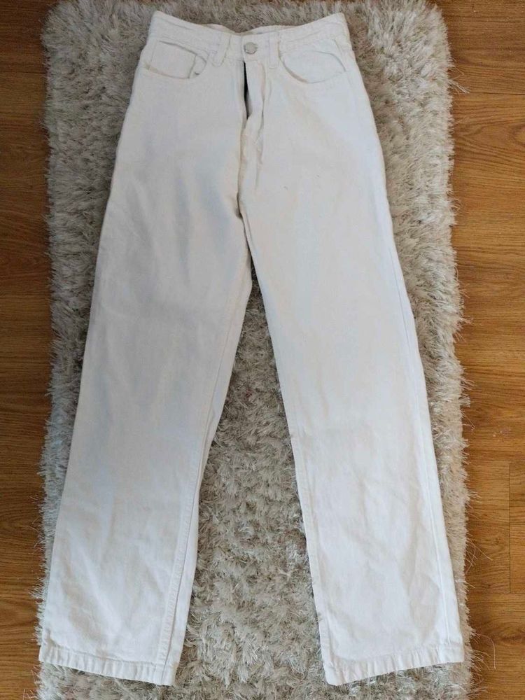 Wide Leg Baggy White Jeans For Women