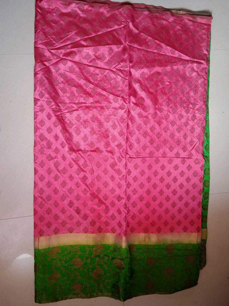 Pink &amp; Green Pattu Saree