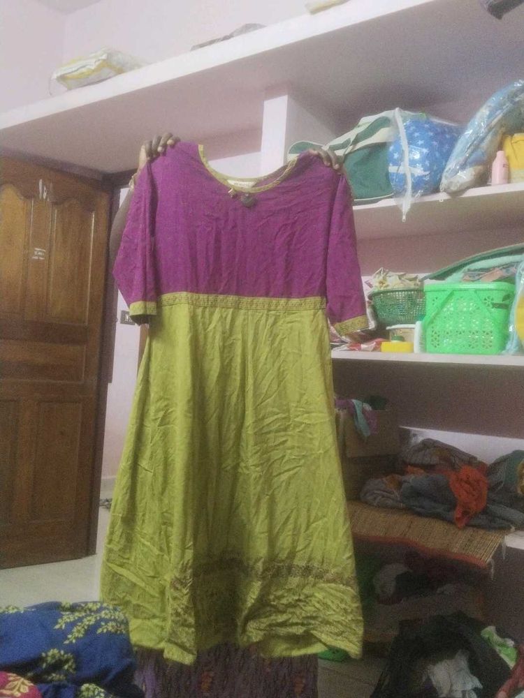 Purple &amp; Green Anarkali Dress