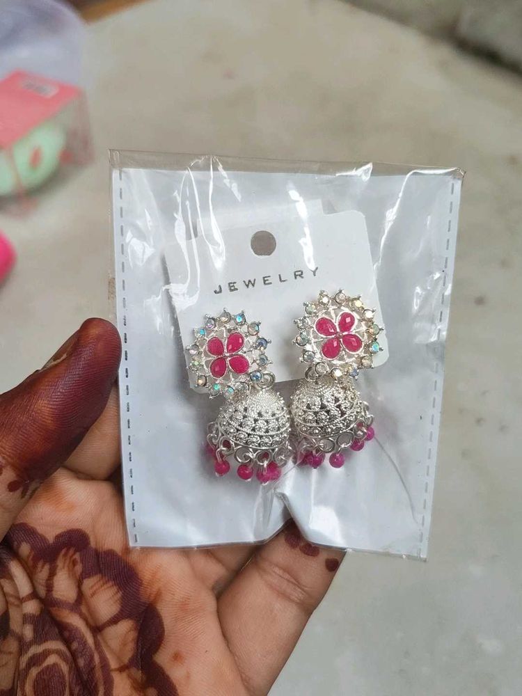 Silver Jhumka Earrings