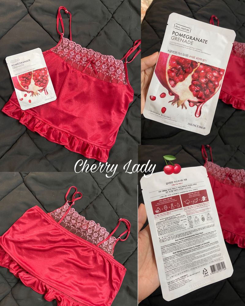 Red Satin Cami &amp; Mask Set