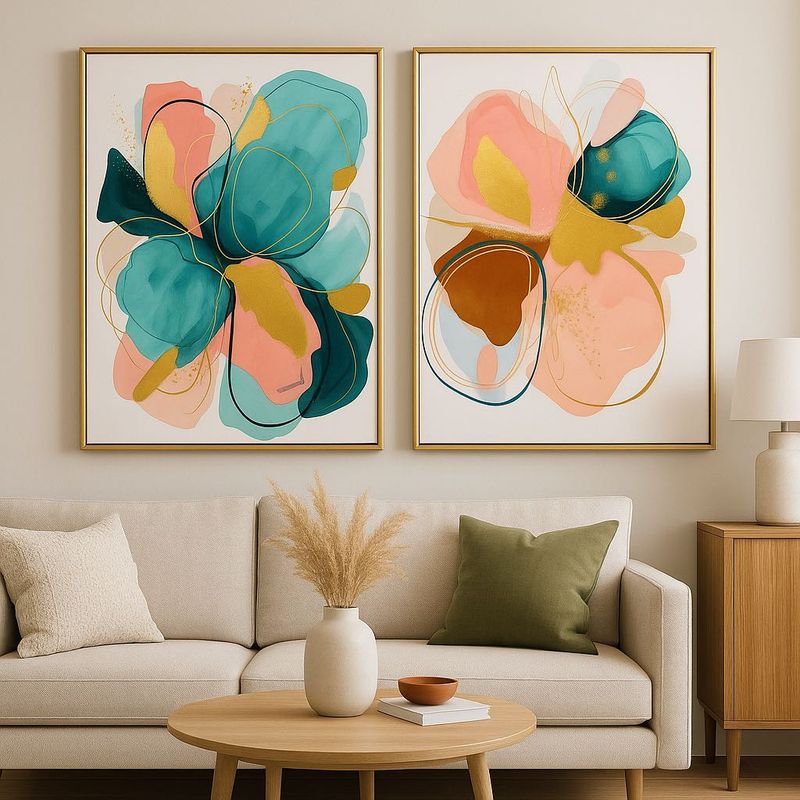 Modern abstract printed paintings on canvas