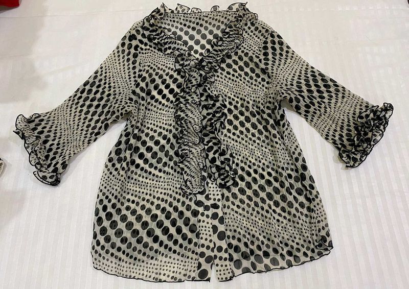 Polka Dot Ruffle Top