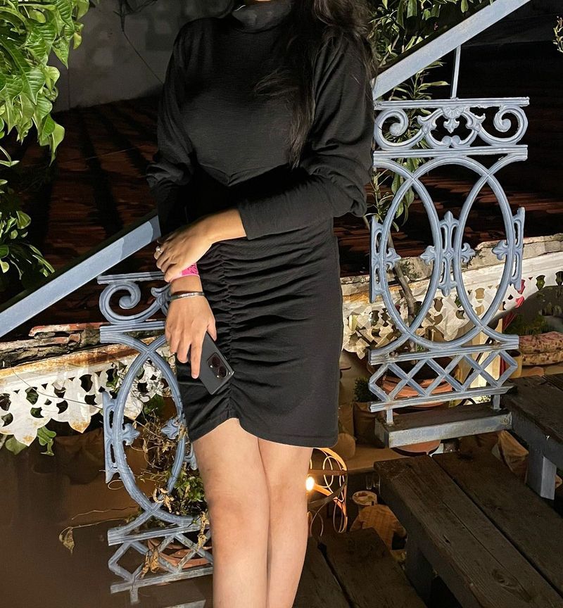 Black Long Sleeve Mini Dress