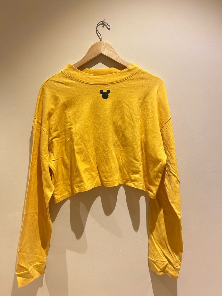 Yellow Mickey Mouse Cropped Tee