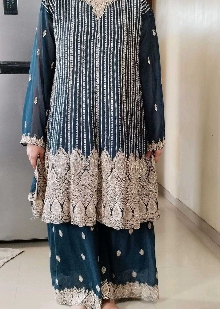 New Short Frock &amp; Plazo With Dupatta.. Eid Offer