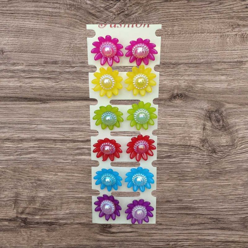 Colorful Flower Stud Earring Set pack of 6