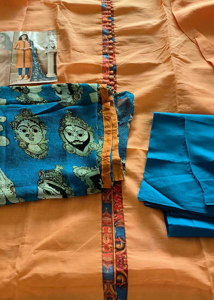 Semi Stitched Chanderi Suit