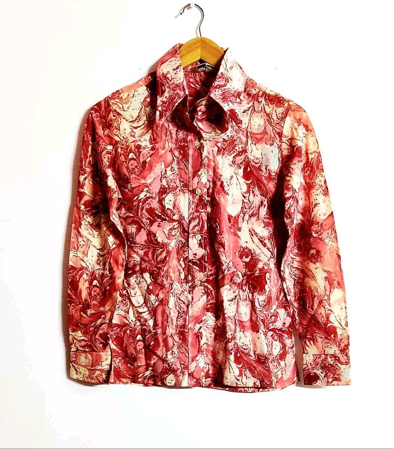 Rust Colour Printed Shirt Size-32-34