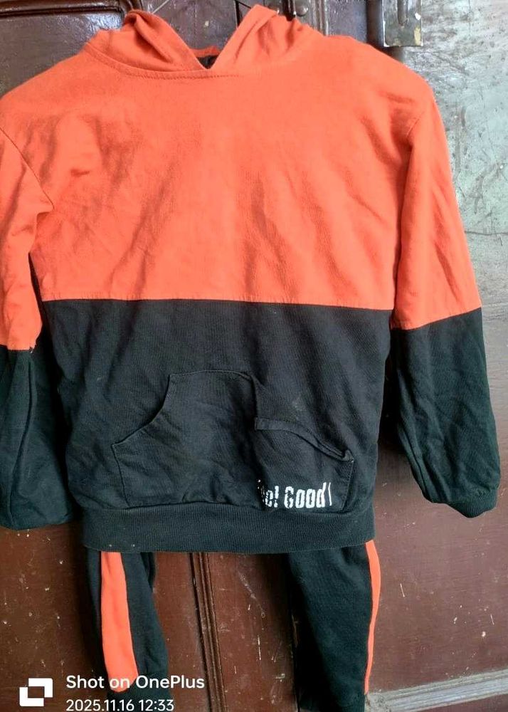 Kids Orange &amp; Black Hoodie Set