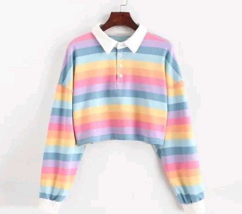 Rainbow Striped Crop Top