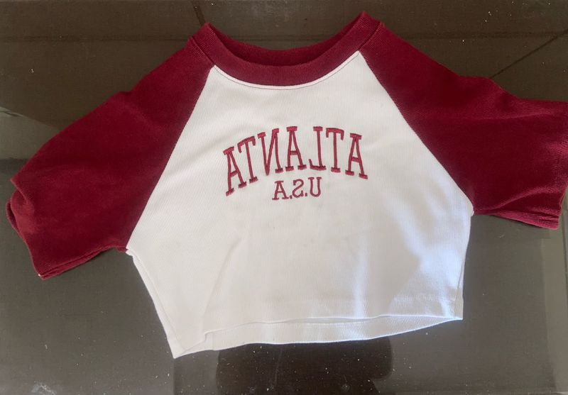 Maroon &amp; White Crop Top
