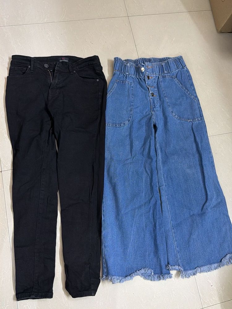 Denim &amp; Black Pant Set