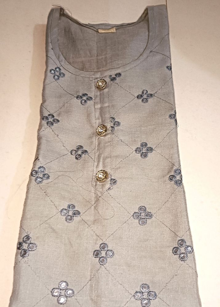 Grey kurti With Mirror Work