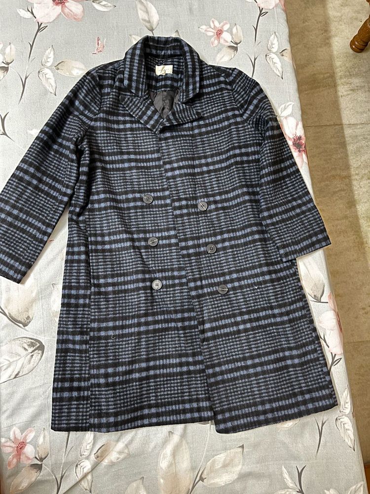 Plaid Wool Trench Coat
