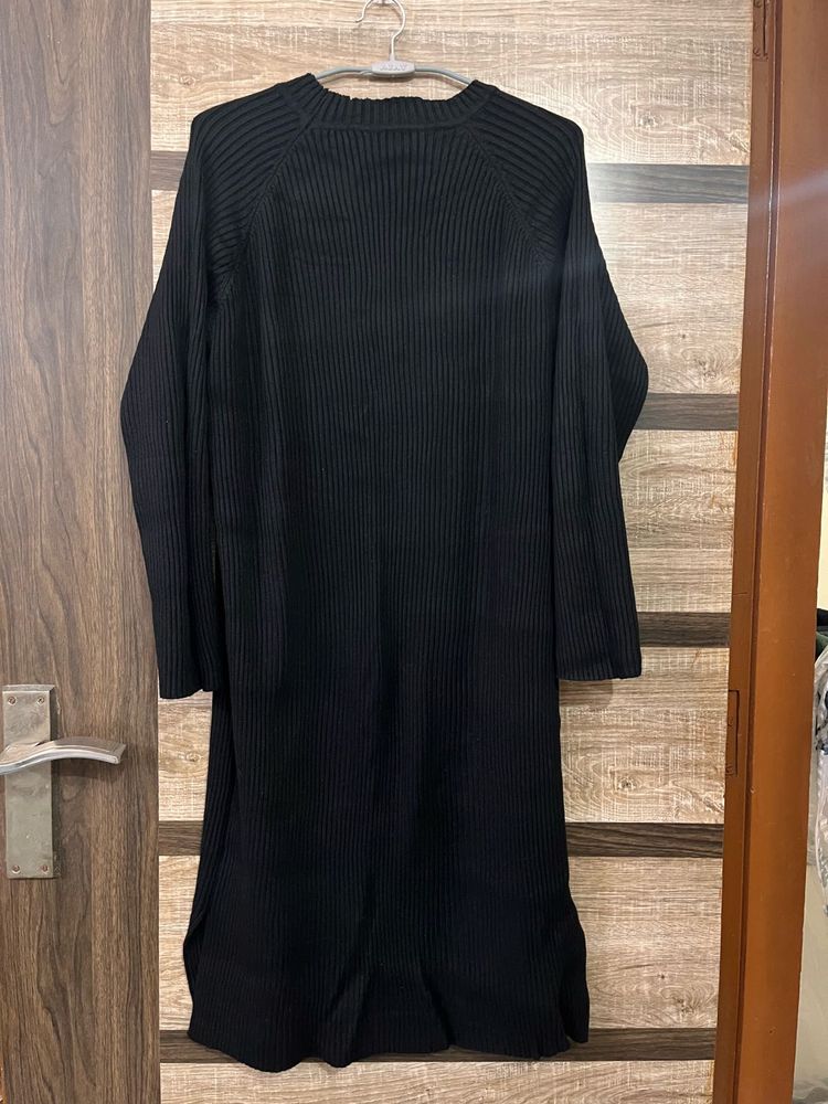 Black Ribbed Knit Dress