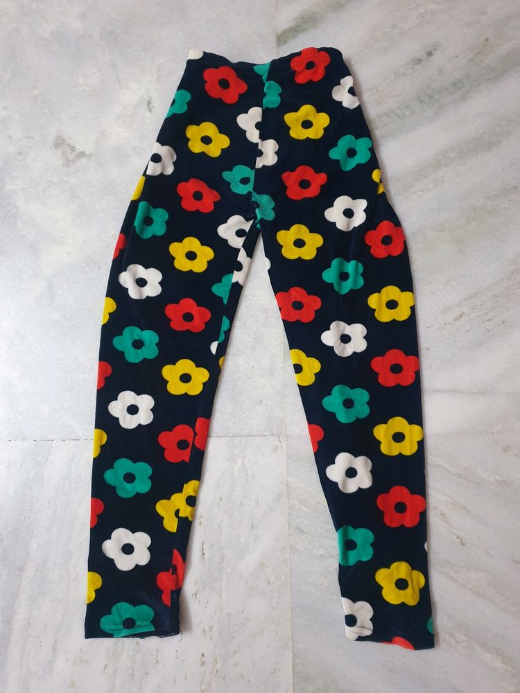 Flower Printed Velvet Pants