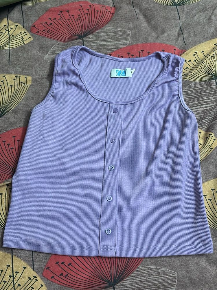 Lavender Button-Up Tank Top