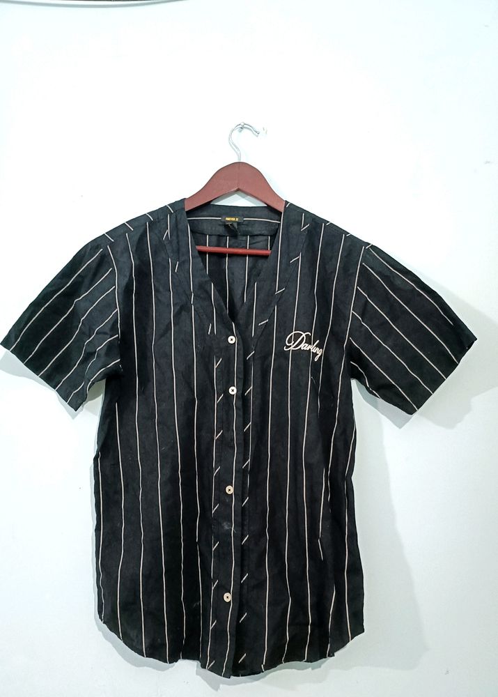 Forever 21 V Neck Striped Shirt