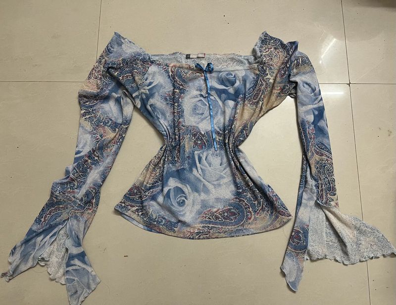 whimsical blue fairy top