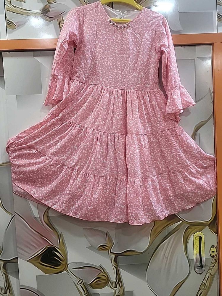 Girls Pink Tiered Dress