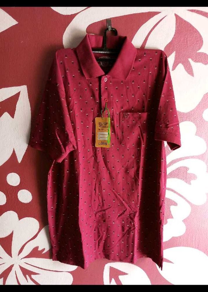 Lois Polo Shirt - Burgundy Patterned