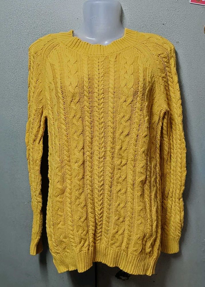 Mustard Cable Knit Pullover