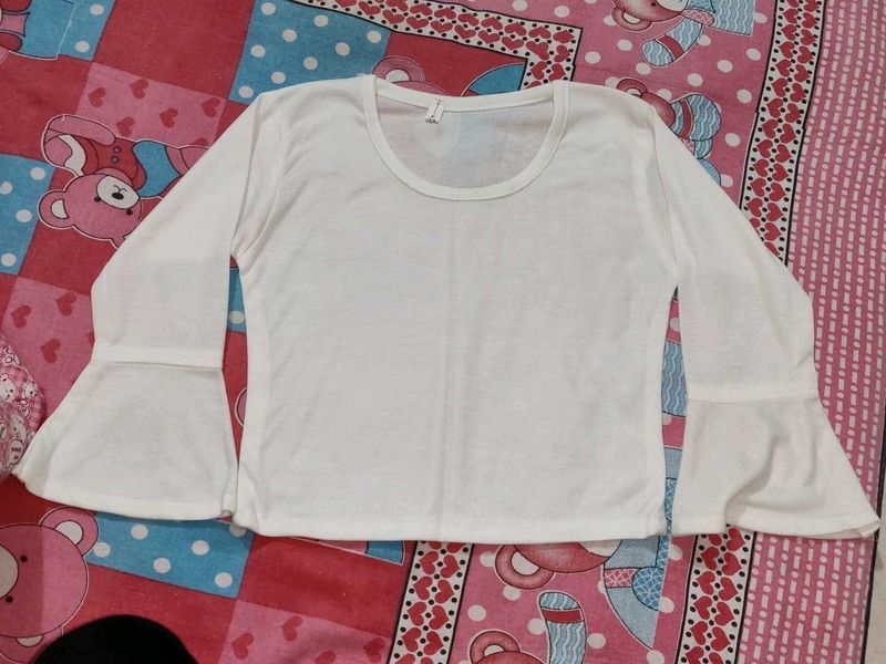White Flared Sleeve Top
