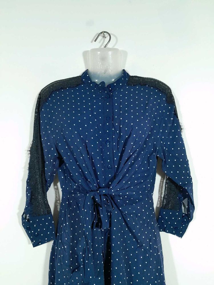 Zara Navy Blue Printed Dress For Women