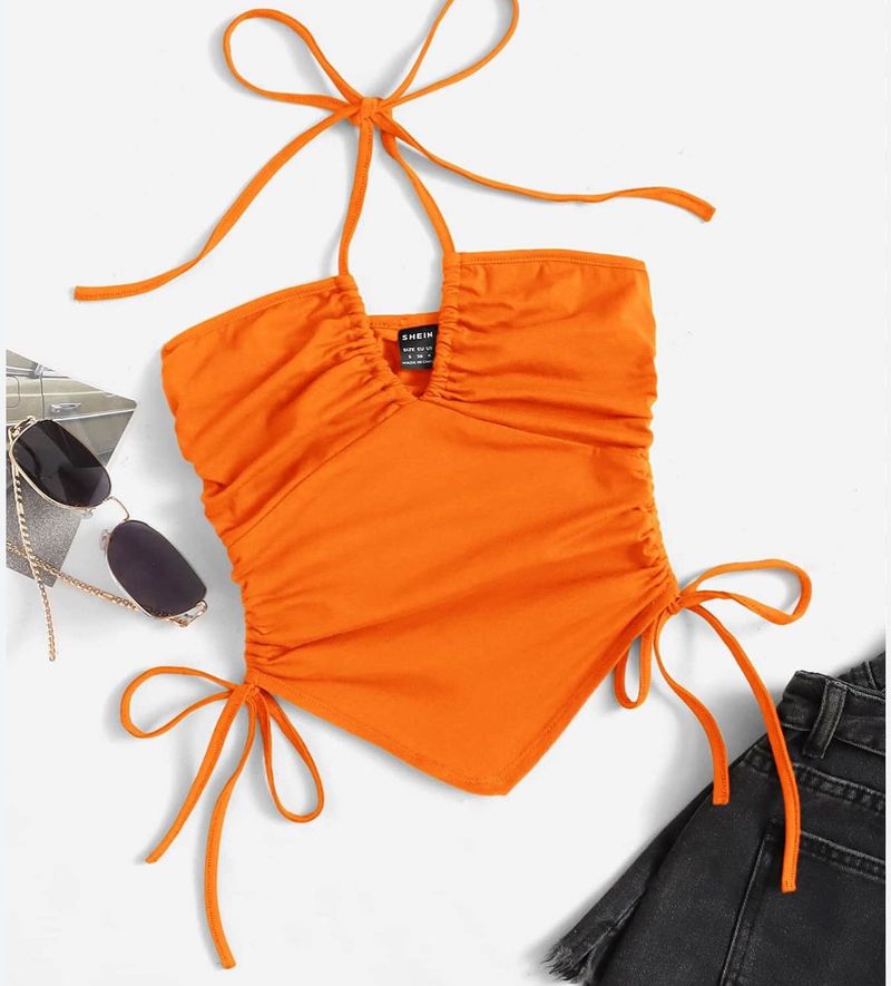 Trendy Orange Halter Top