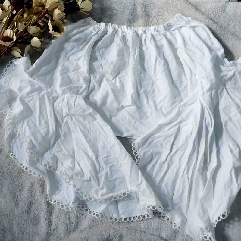White Off-Shoulder Ruffle Top