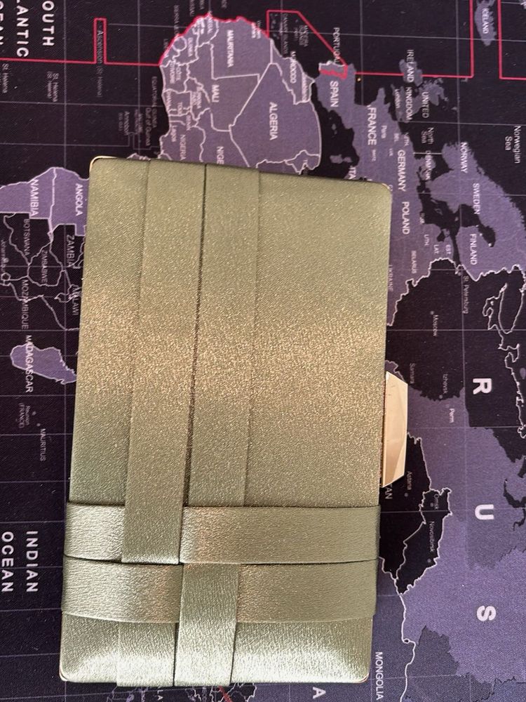 Olive Luxe: Woven Satin Clutch