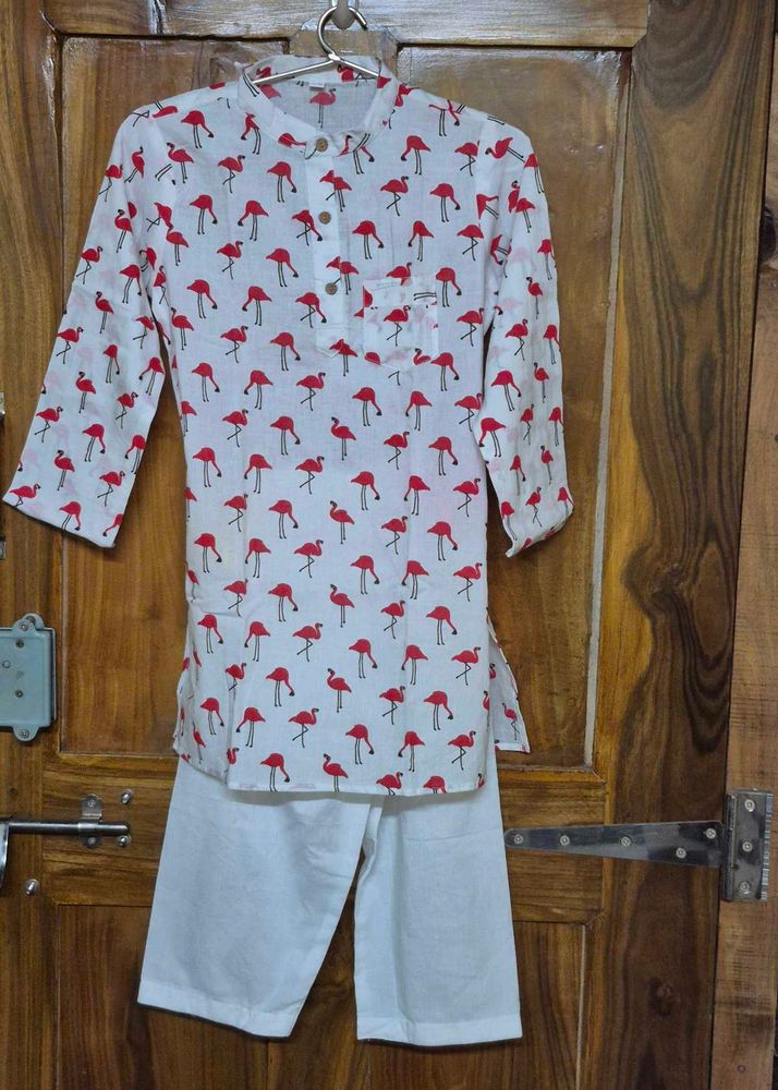 Flamingo Print Kurta Set ( Avl Sizes 2- 7 Years)