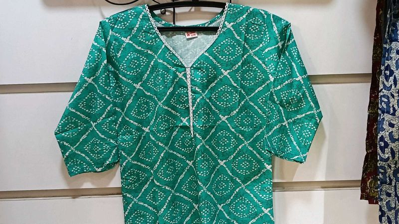 Green Printed Kurta