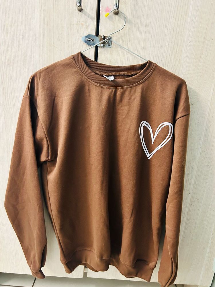 Brown Heart Print Sweatshirt