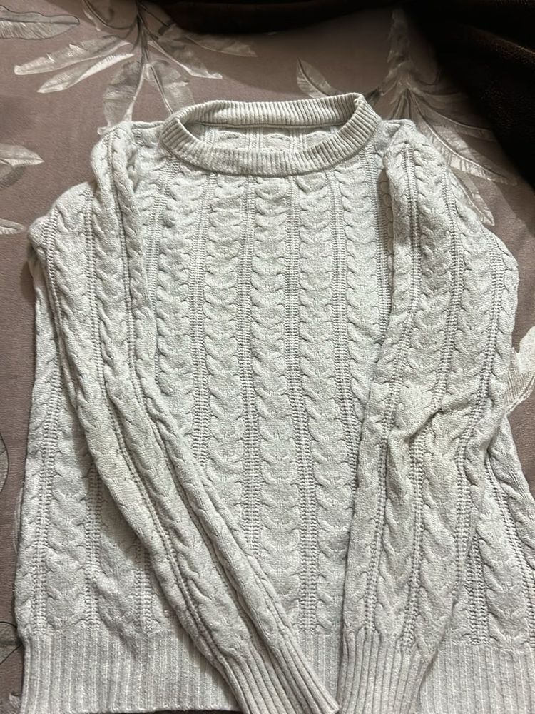 Gray Cable Knit Sweater