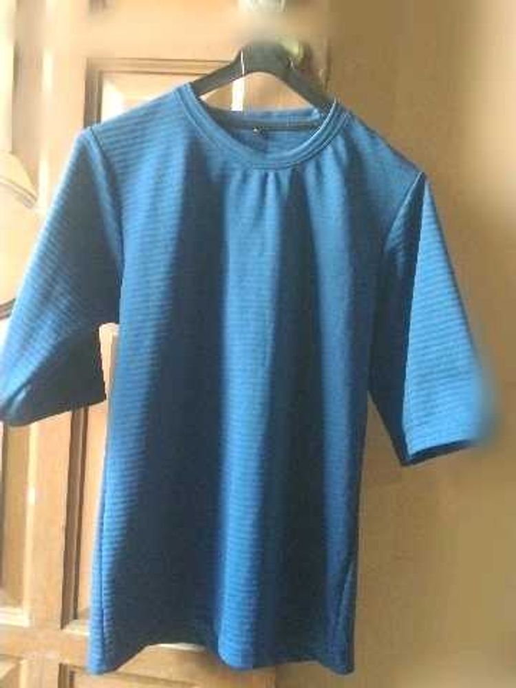 Blue Striped 3/4 Sleeve Top