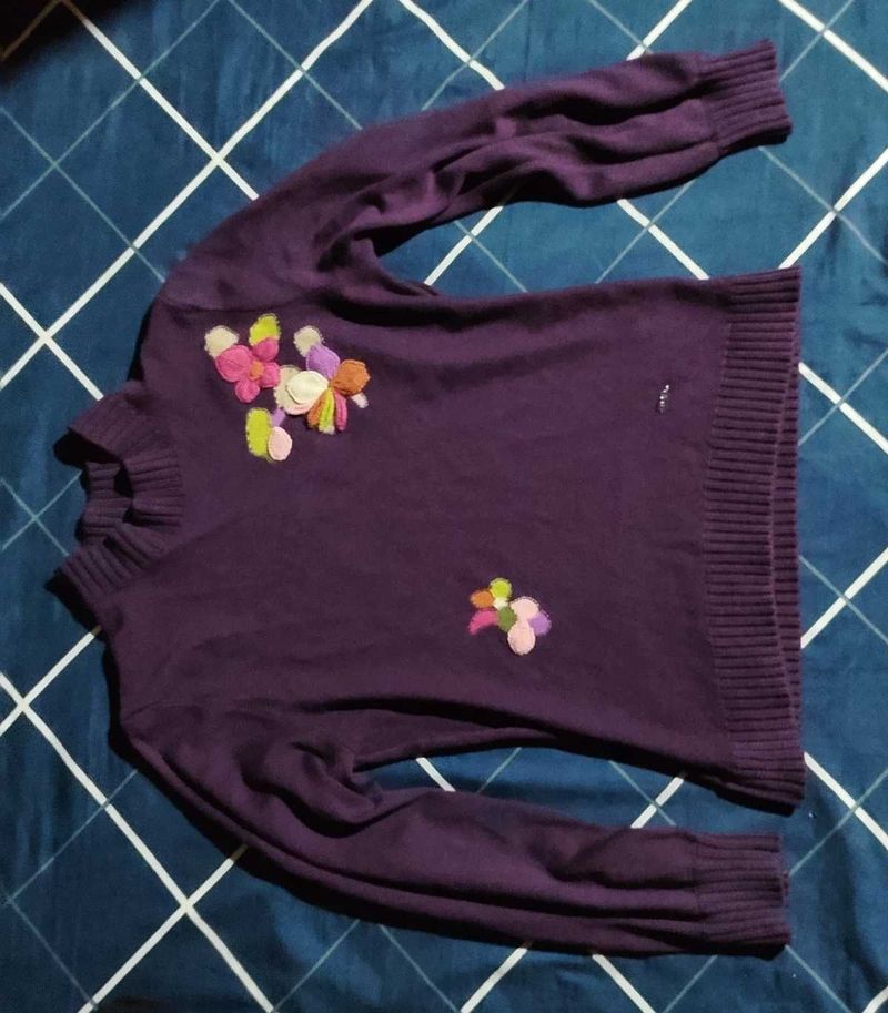 Purple Floral Sweater