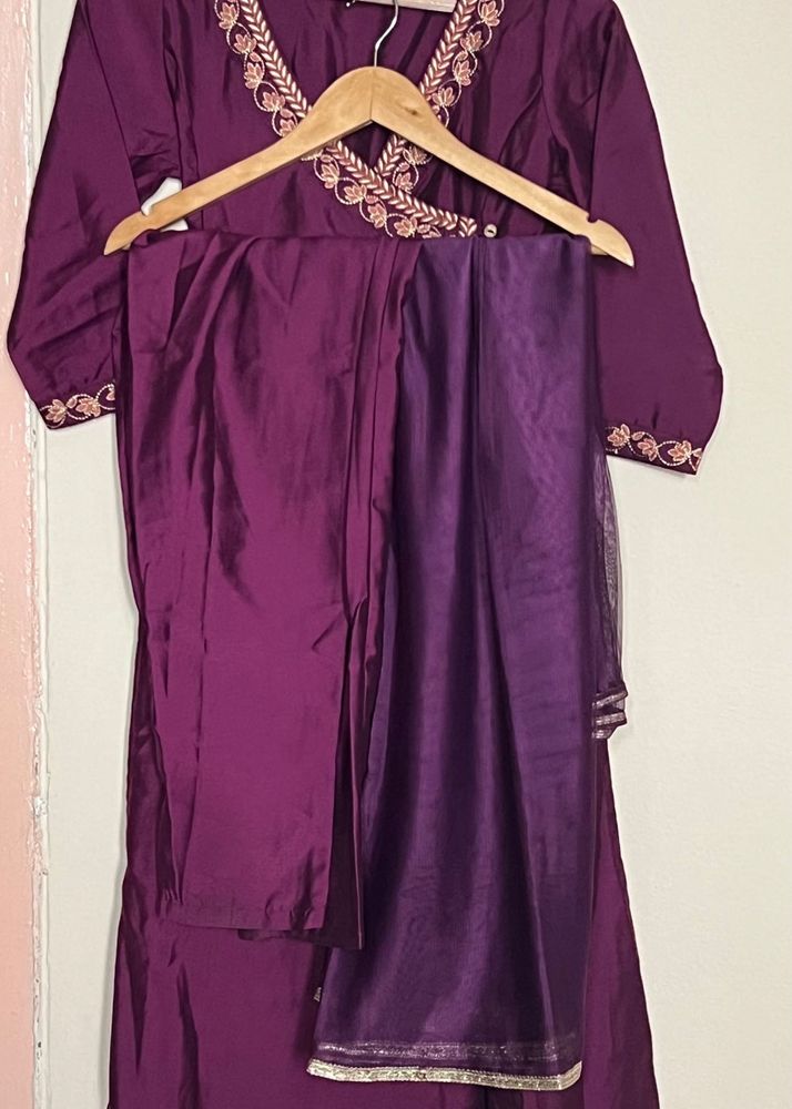 Sangria Angrakha Kurta Palazzo Set.
