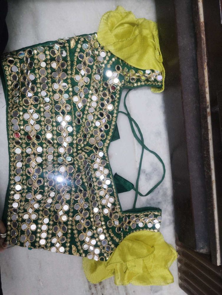 Green Mirror Work Blouse
