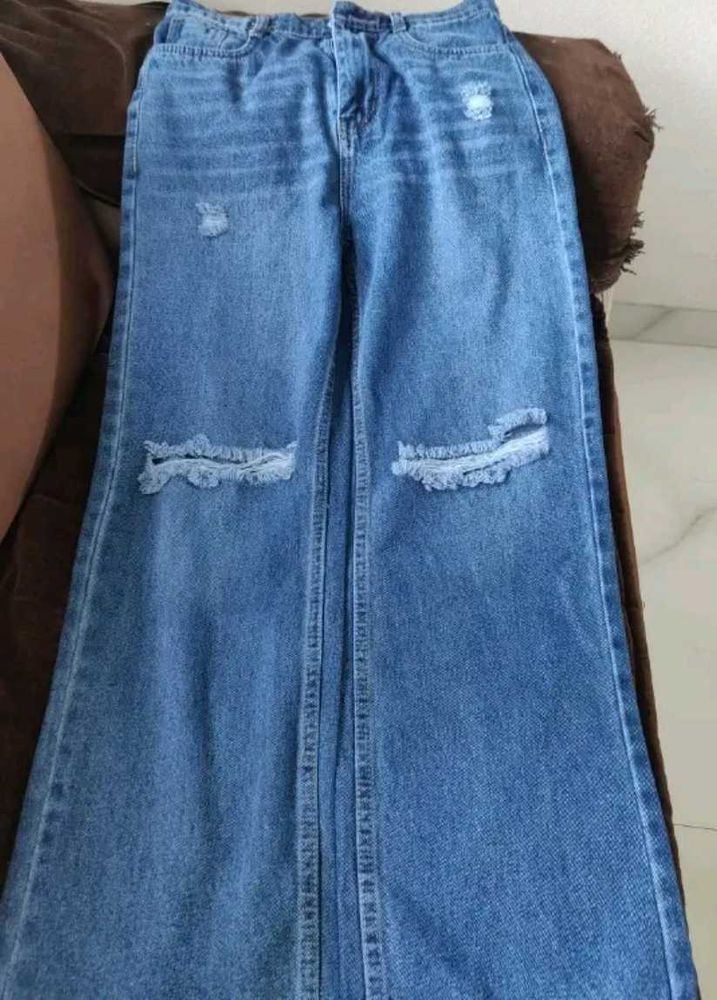 Distressed Wide Leg Jeans 1k