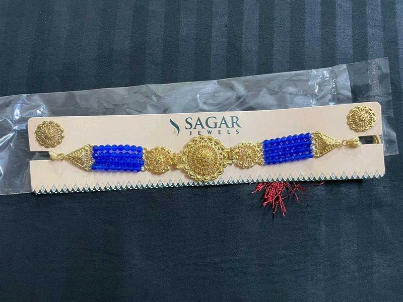 Sagar Jewels Blue Beaded Jewelry Set