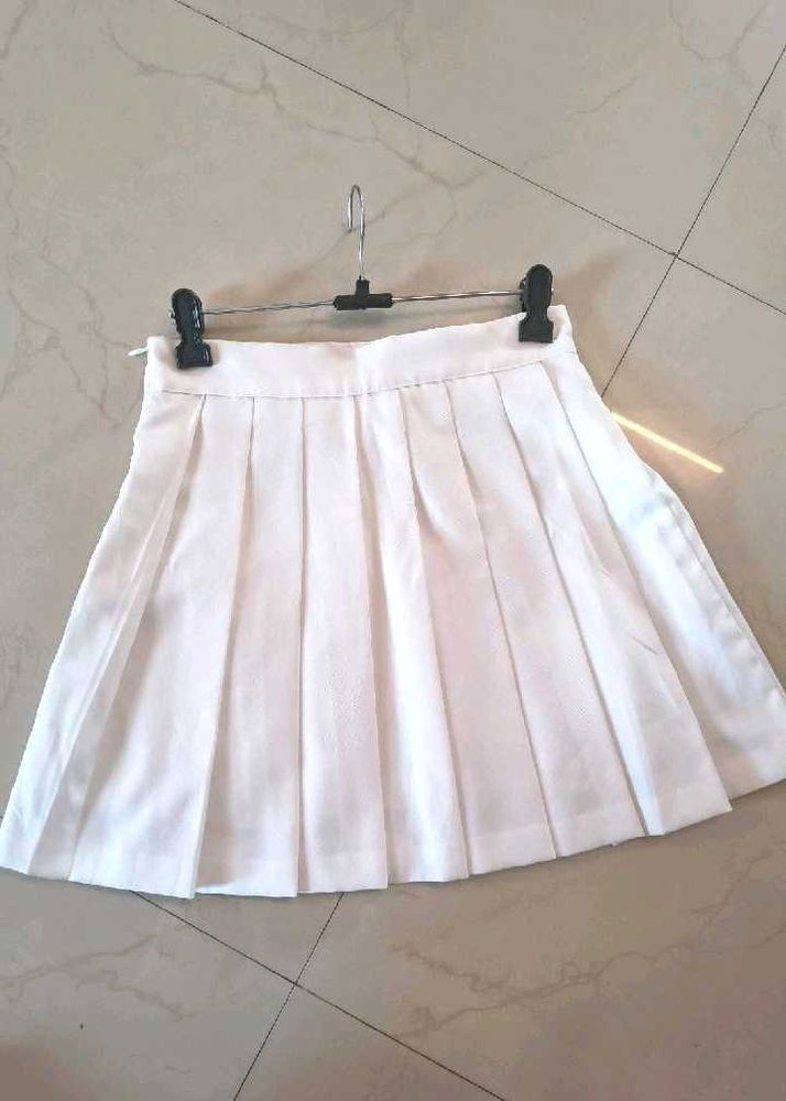 White Pleated Mini Skirt
